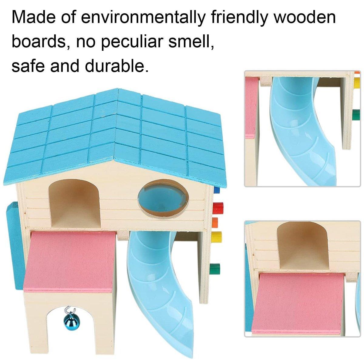 Small Pet Wooden House with Slide & Ladder