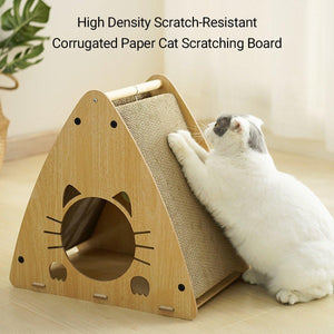 Wooden Triangle Cat Scratching Board Cat Nest 2in1 Claw Sharpening Cat Toys