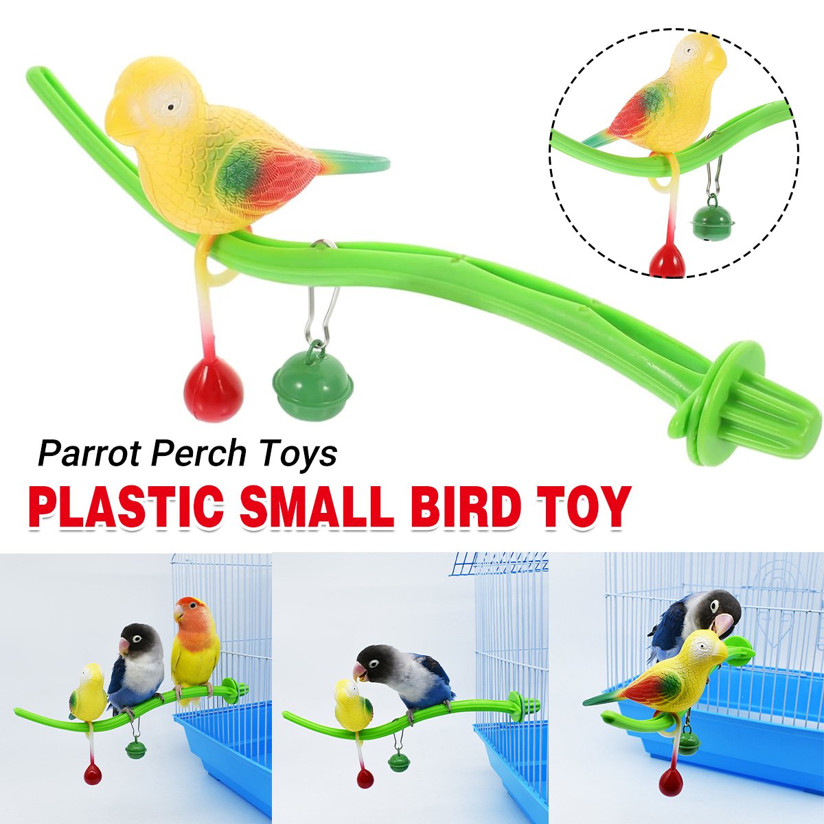 Colorful Plastic Bird Perch Toy Bird Cage Stand