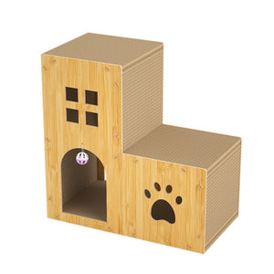 Multi-Function Cat Villa Double-Layer Cat House with Scratching Post