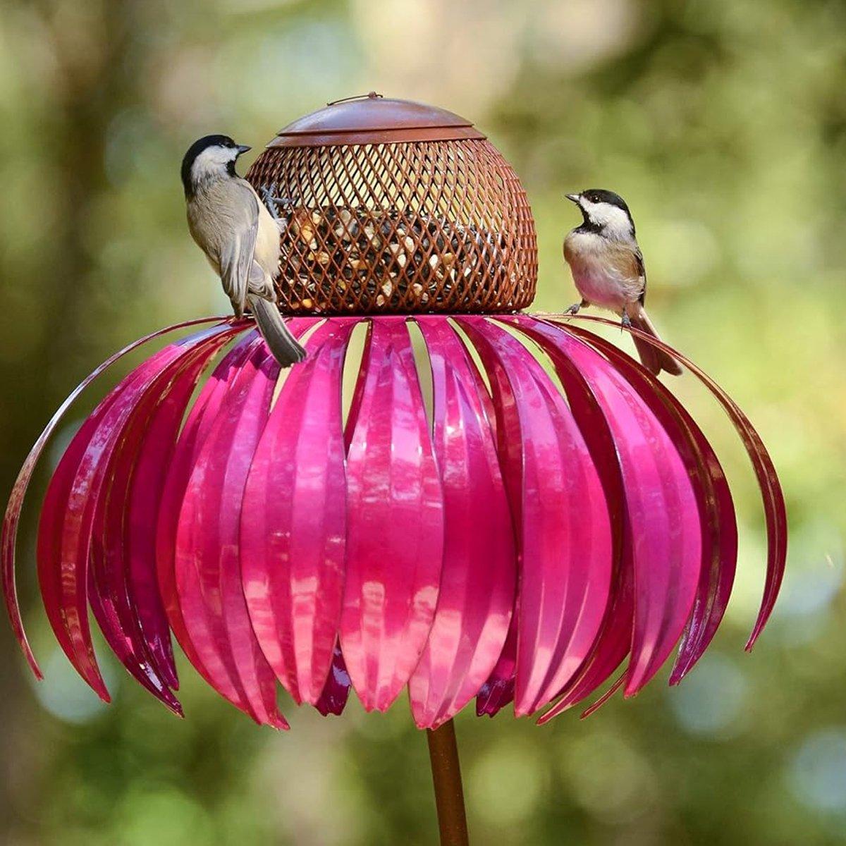 Metal Coneflower Bird Feeder for Small Birds