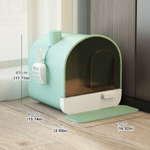 Fully Enclosed Cat Litter Box Large Litter Box with Drawer Cat Toilet Tray