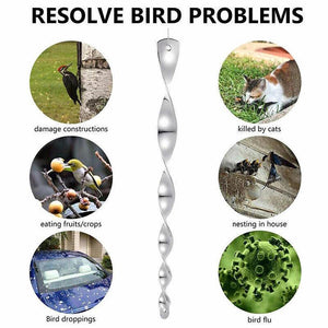 12PCS Reflective Bird Repeller Repellent Wind Twisting Scarer Deterrent Rods