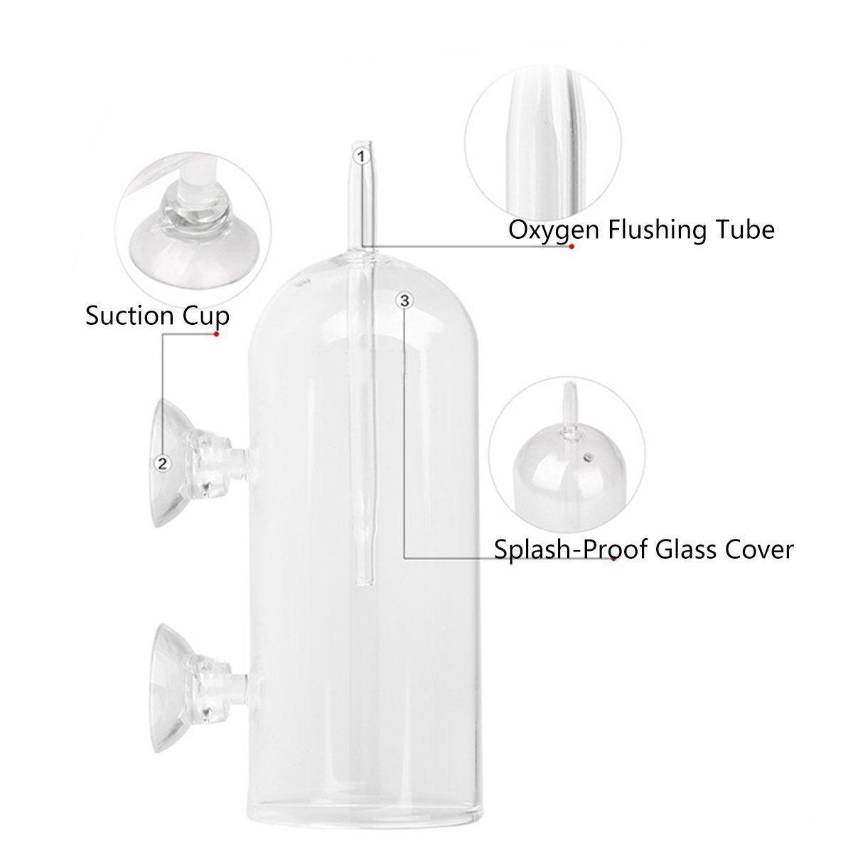 Aquarium Oxygen Diffuser Glass Bubble Stone CO2 Aquatic Plant Tank Oxygenator