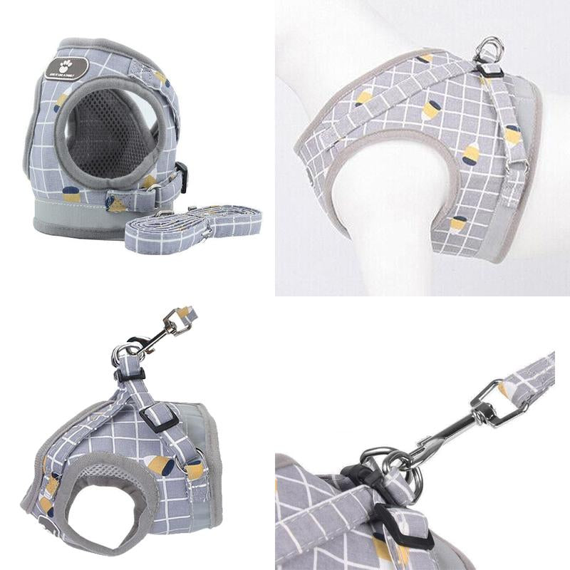 Adjustable Mesh Pet Vest Harness & Leash - Cat Dog Kitten Walk Collar