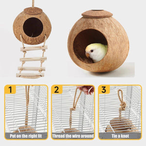 Natural Coconut Shell Bird Nest Safe & Cozy Bird House