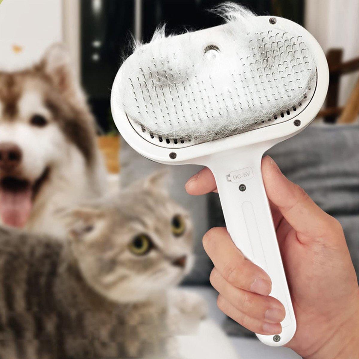 2 in 1 Spray Cat Brush for Grooming & Detangling Cat Vacuum Brush for Pets