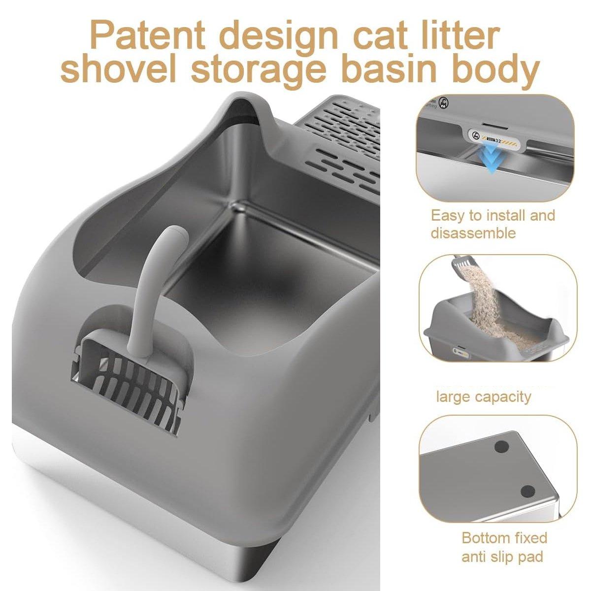 Stainless Steel Large Cat Litter Box Durable & Easy to Clean Design