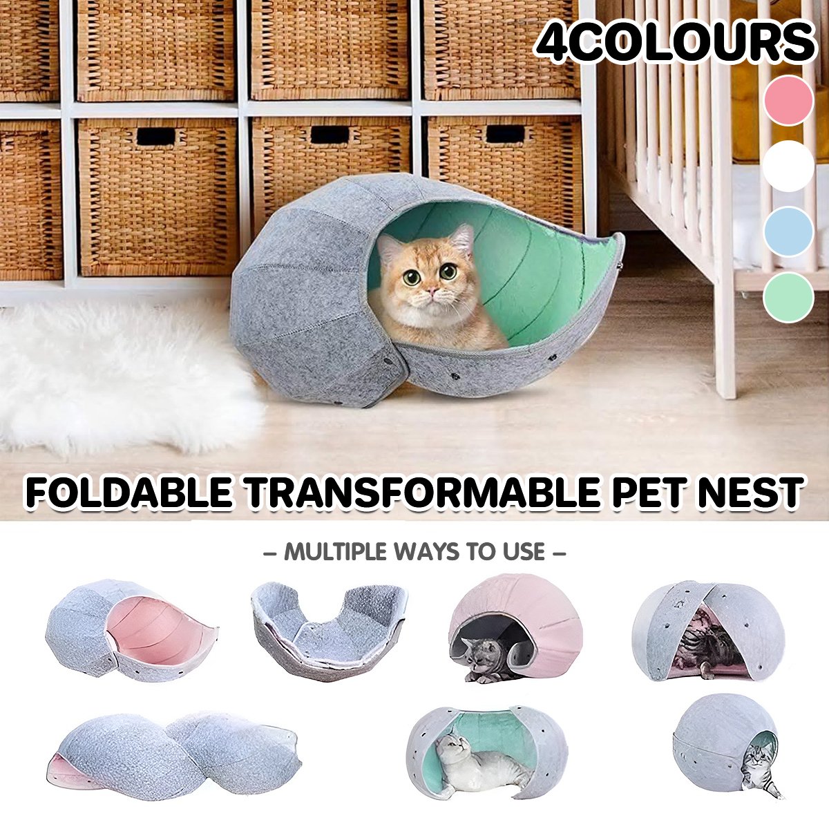 Foldable Breathable Pet Bed Pet Kennel Cat Tunnel Semi-closed Cat Kennel