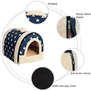 Pet Dog House Kennel Soft Igloo Beds Cave Cat Puppy Bed Doggy Warm Cushion Fold