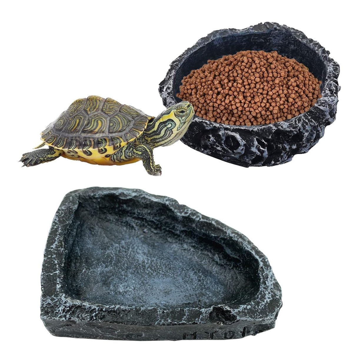 2 Pack Reptile Water Dish Food Bowl Rock Worm Feeder for Leopard Gecko Lizard