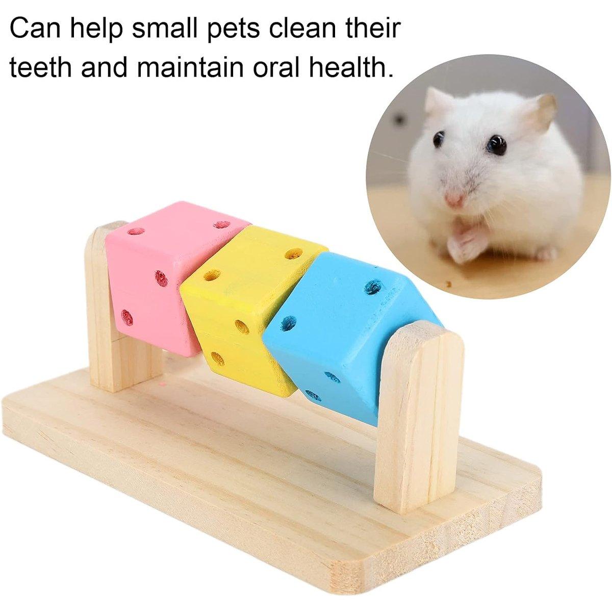 Wooden Chew Toy with Colorful Blocks Small Pet Toys