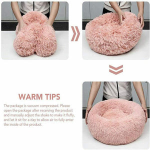 Dog Cat Pet Calming Bed Washable Warm Soft Plush Round