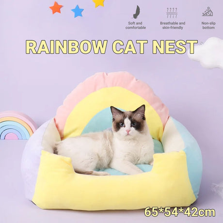 Rainbow Cat Sofa Semi-closed Four Seasons Cat Bed Mat Kennel Pet Supplies