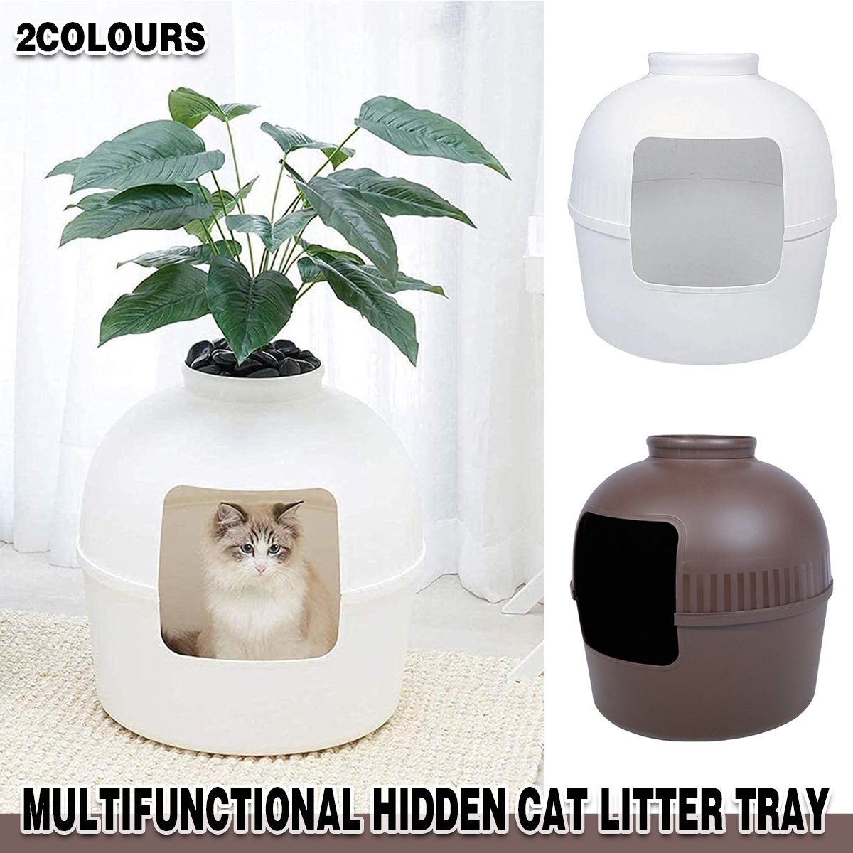 Hidden Litter Box and Pet Kennel for Cats and Small Dogs