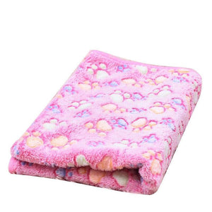 Soft Fleece Pet Blanket with Paw Print - Dog Cat Bed Cushion in S/M/L