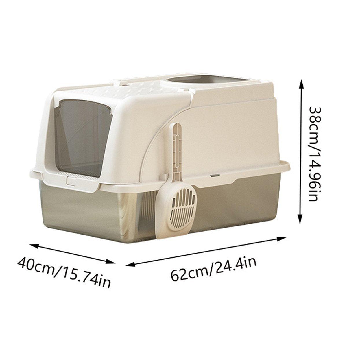 Durable Stainless Steel Litter Box with Flip Cover