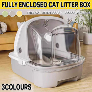 Cat Litter Box Oversized Fully Closed Cat Toilet Odor-proof