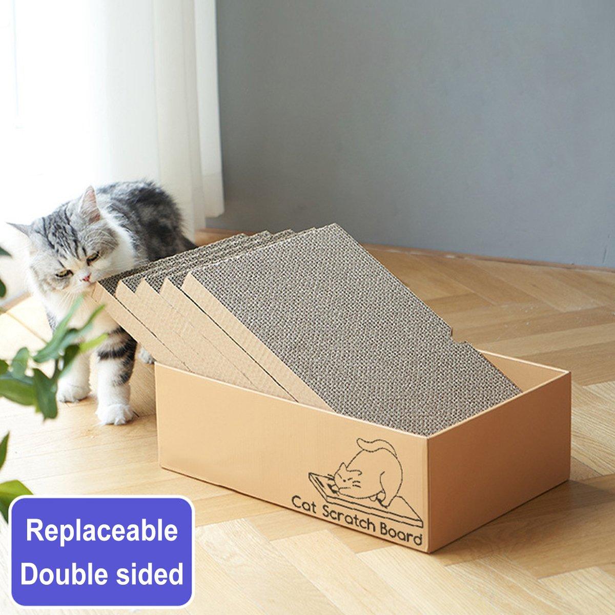 Cat Scratching Boards with Cardboard Box - 5 Pieces Set