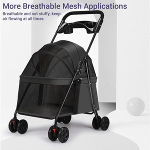 Compact Folding Pet Stroller Lightweight & Breathable