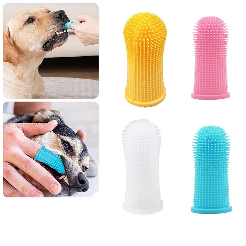 Dog Cat Super Soft Pet Finger Toothbrush Teeth Silicone Brush Care Cleaning