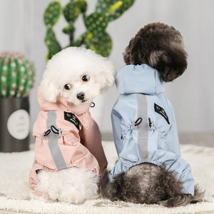 Waterproof Reflective Pet Raincoat with Hood Dog Coat S-XXL