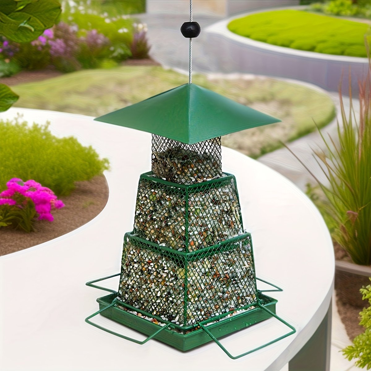 Durable Hanging Bird Feeder with Locking Lid & 360° Perch