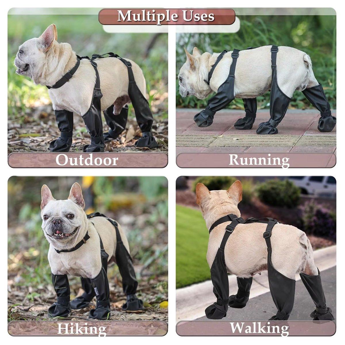 Waterproof Dog Shoes with Adjustable Suspenders Anti-Slip Dog Boots