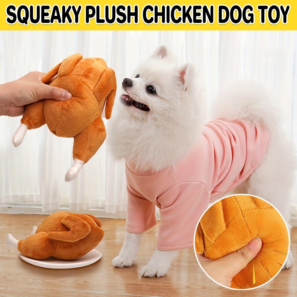 Realistic Roast Chicken Plush Dog Toy with Squeaker – Fun for Dogs