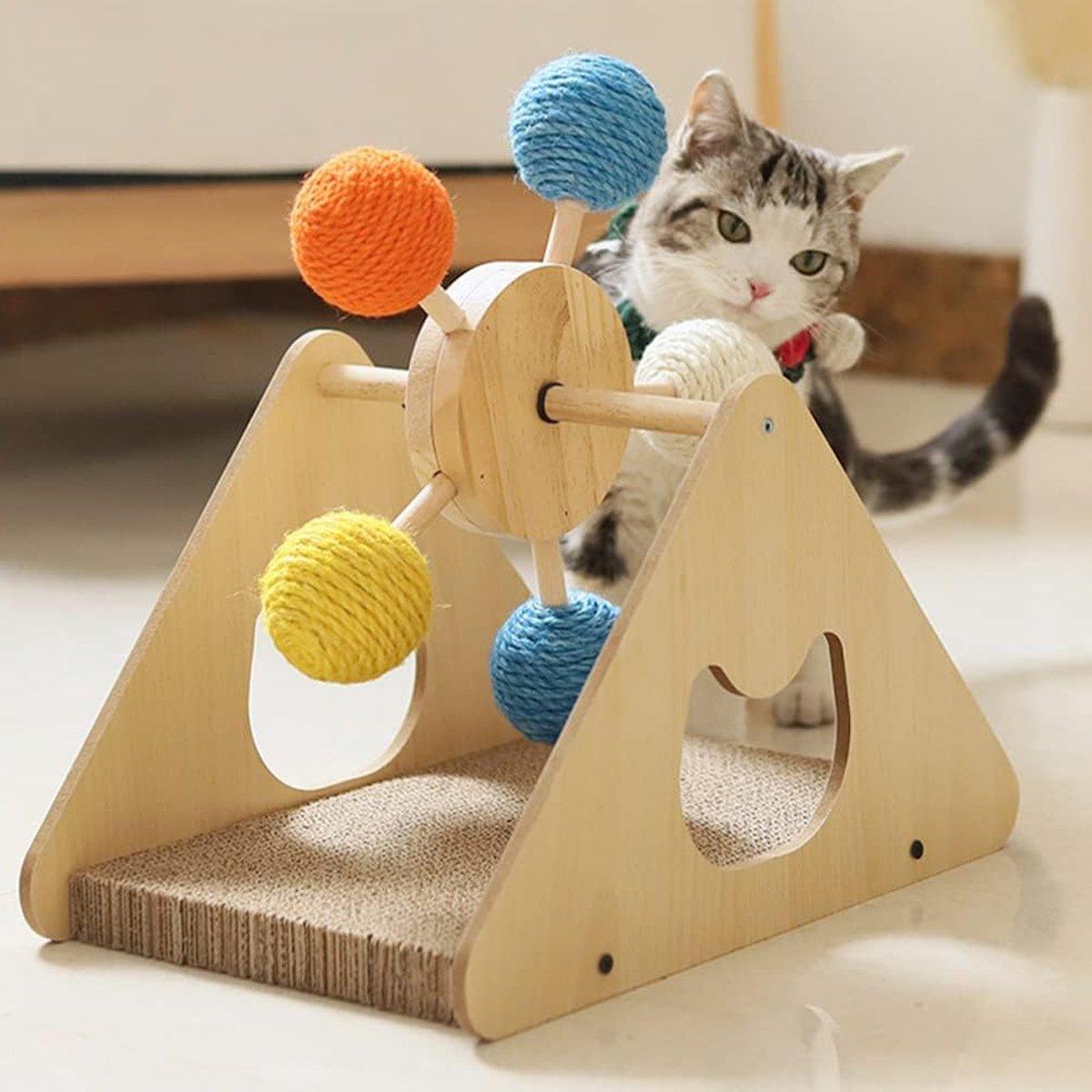 Ferris Wheel Cat Scratching Board With Sisal Balls for Play and Exercise