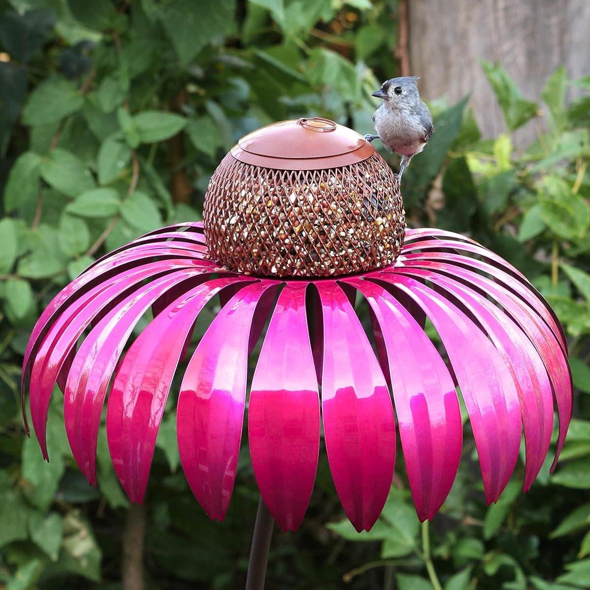 Metal Coneflower Bird Feeder for Small Birds