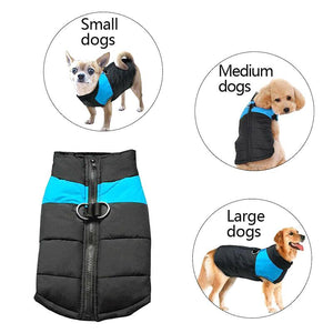 Warm Waterproof Large Dog Jacket - Padded Winter Coat for Pet Windbreaker Vest