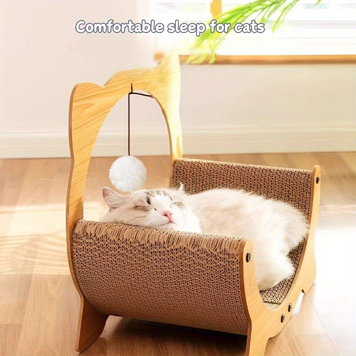 Cradle Cat Nest 2-in-1 Cat Scratcher and Lounge with Hanging Toy