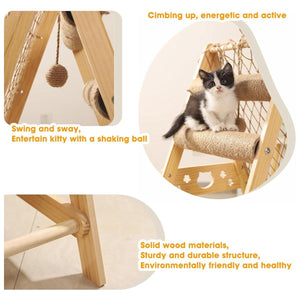 Multifunctional Cat Climbing Frame Hammock Scratching Post & Play Ball