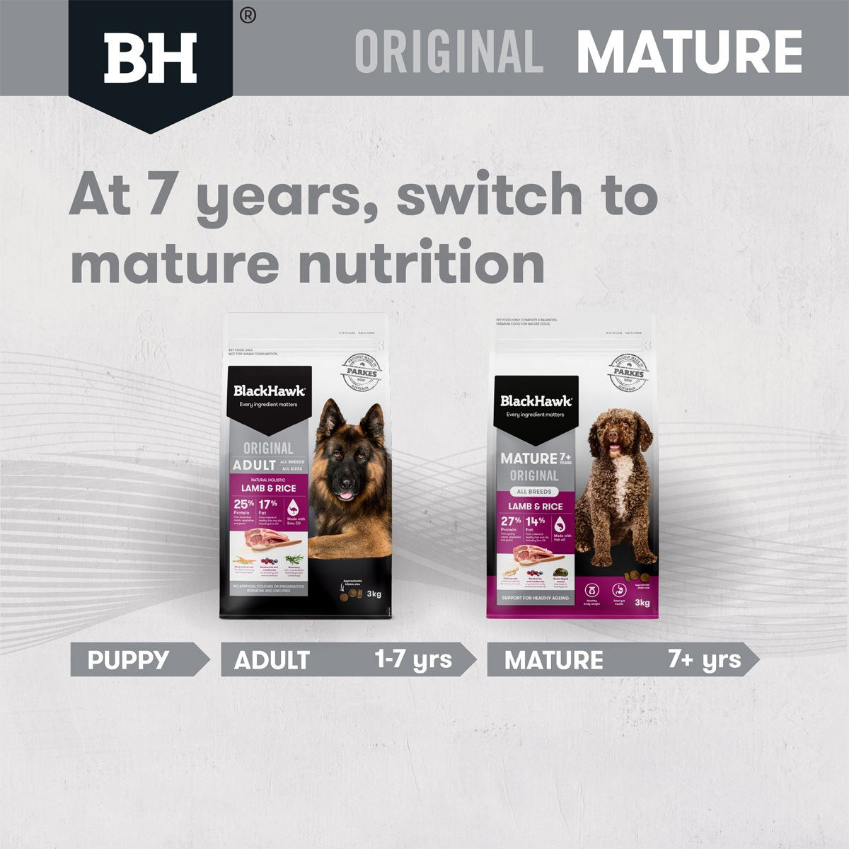 Black Hawk Original Mature Lamb & Rice Dry Dog Food For Aged 7+ 3KG/20KG