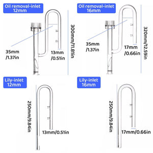 Aquarium Glass Inlet Outlet Pipe Fish Tank Filter Oil Film Remover Plant Holder