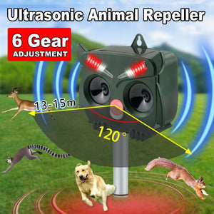 Solar Powered Ultrasonic Bird Repeller Outdoor Animal Deterrent Garden Device