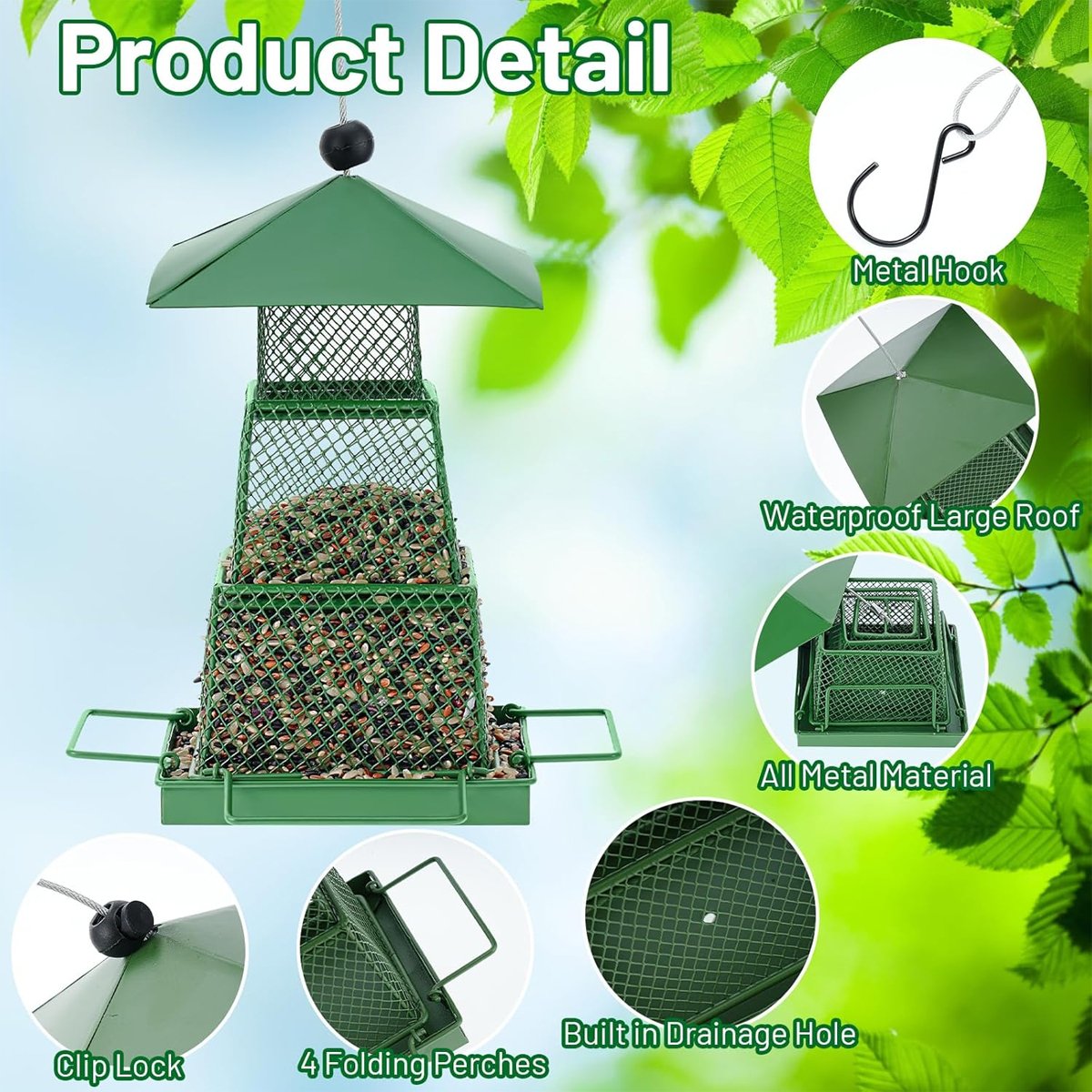 Durable Hanging Bird Feeder with Locking Lid & 360° Perch