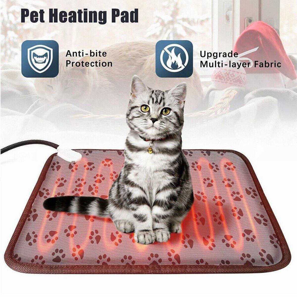 Electric Pet Heating Pad Waterproof Cover Dogs Cats Bed Blanket