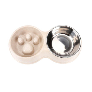 Pet Slow Eating Bowl with Stainless Steel Dog Bowls