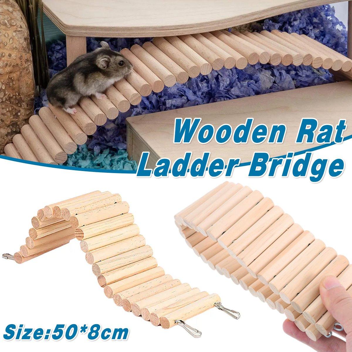 Hamster Soft Ladder & Fence Flexible Wooden Bridge for Small Rodents