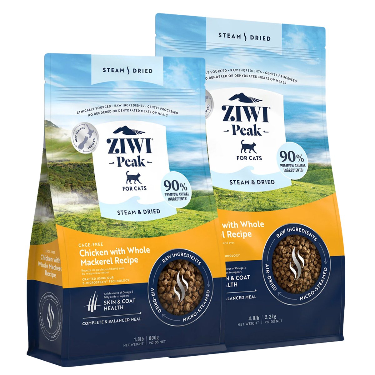 Ziwi Peak Steam Dried Cat Food Chicken with Whole Mackerel 800g/2.2kg