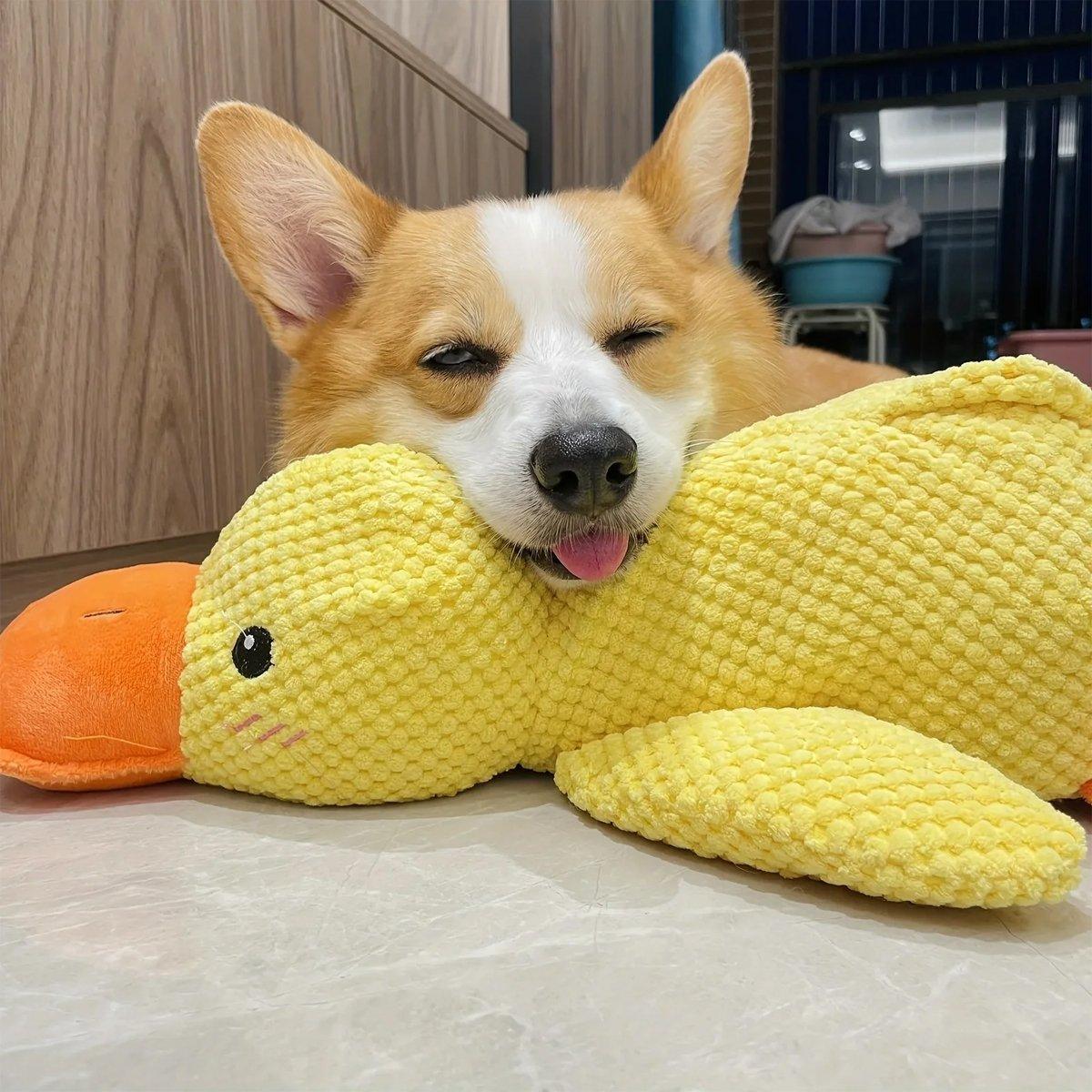 Plush Squeaky Duck Dog Toy for Anxiety Relief and Playtime Fun