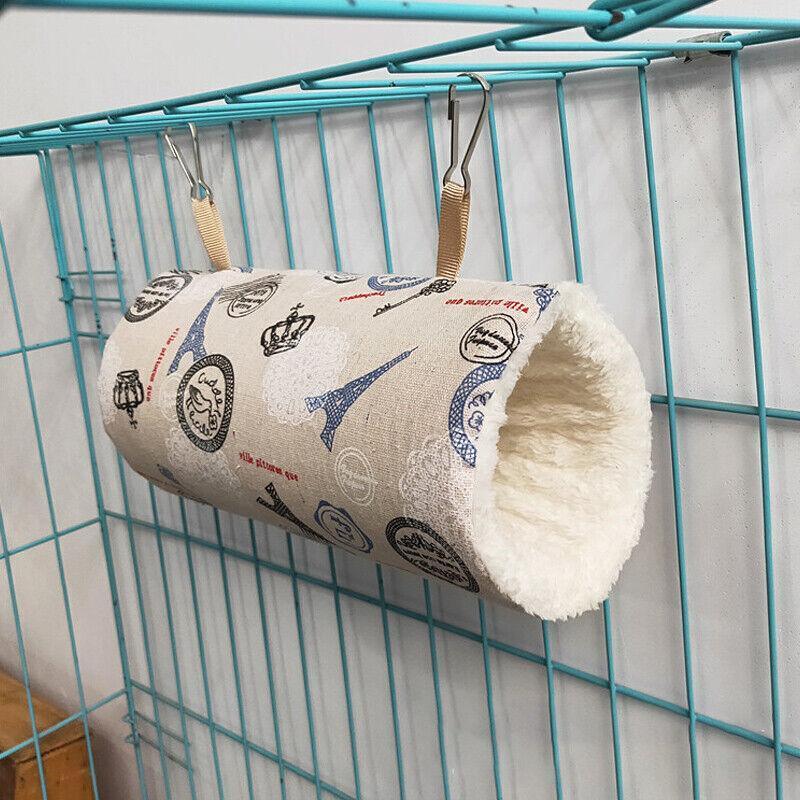 Pet Tunnel Hammock Linen Plush Cotton Cage Hanging Guinea Pig Hamster Warm Sleep