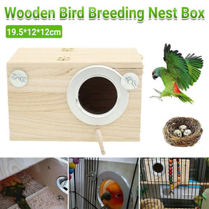 Right Opening Breeding Box Durable Wooden Nesting Box for Parrots