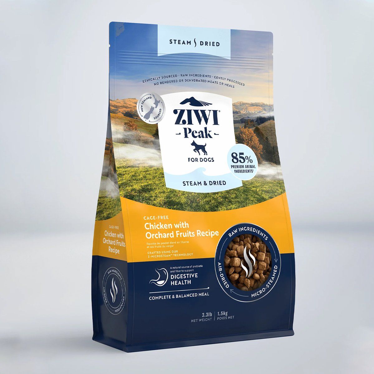 Ziwi Peak Steam Dried Dog Food Chicken with Orchard Fruits 1.5kg/3.2kg