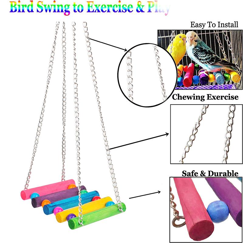 5PCS Parrot Hanging Swing Bird Toy Harness Cage Ladder Parakeet Cockatiel Budgie