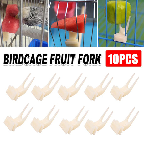 10pcs Parrot Bird Supplies Large Fruit Fork Plastic Utensils for Birds Cage