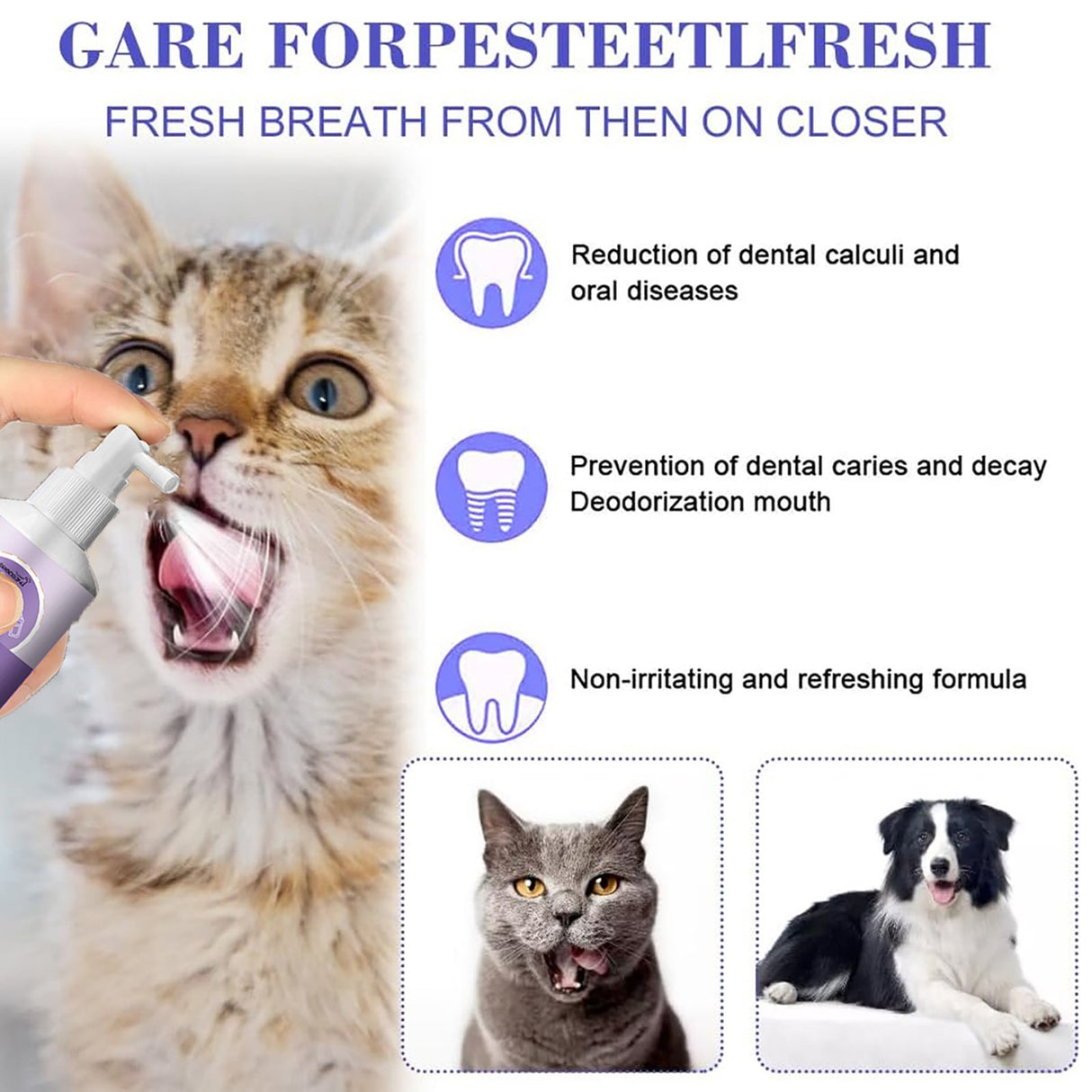 Pet Dental Spray for Dogs and Cats Breath Freshener Odor Remover Oral Cleaner