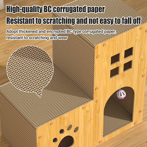 Multi-Function Cat Villa Double-Layer Cat House with Scratching Post